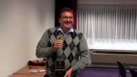 John Norris with the first prize in WCBC 2011 in Verdhoven. Shark Bridge won the final against Q-Plus Bridge with 175-94.